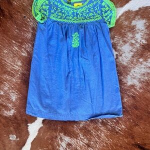Roberta Roller Rabbit Blue Top with Neon Green Trim